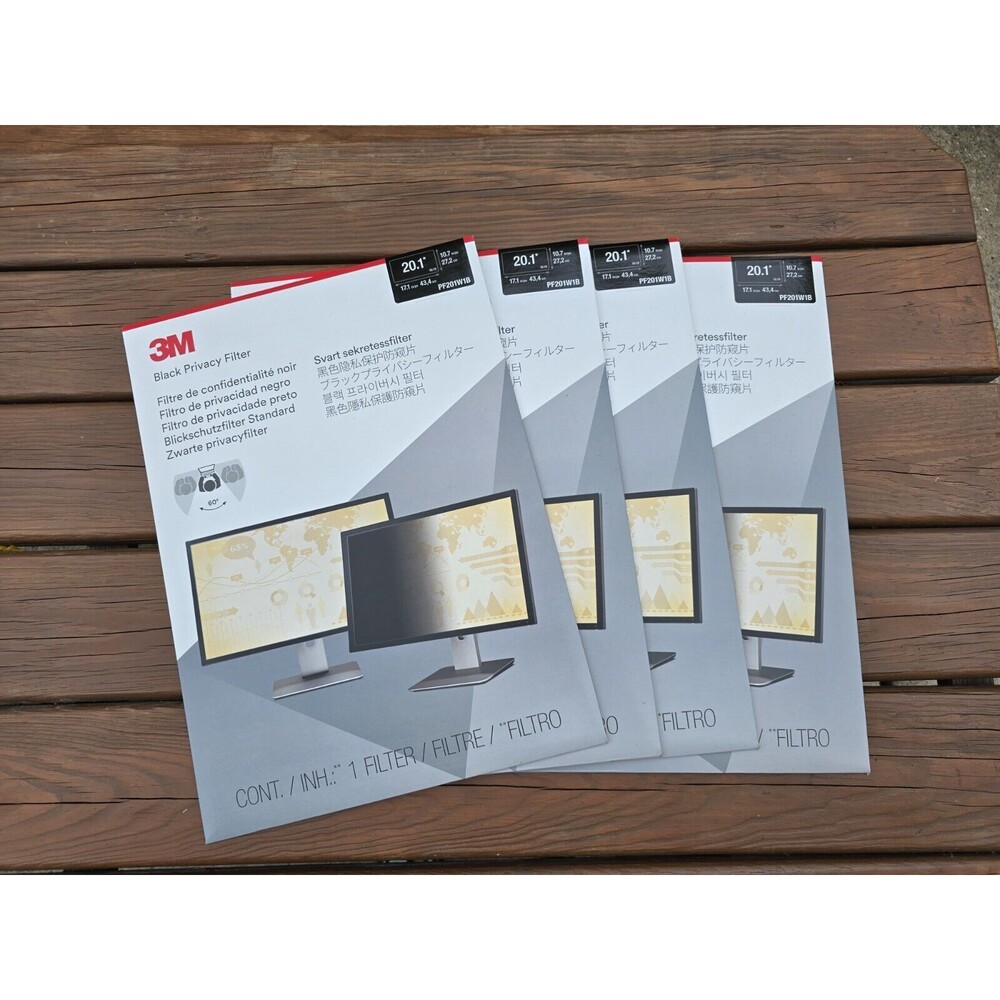 Lot Of 4 3M Privacy Filter for 20.1in Monitor 16:10 PF201W1B Black Matte (New)